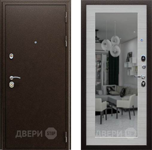 Входная металлическая Дверь АСД Спартак с зеркалом Акация светлая в Дубне