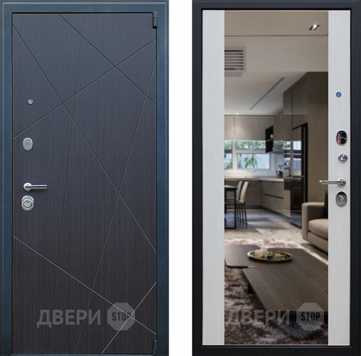 Входная металлическая Дверь АСД Вектор с зеркалом Лиственница белая в Дубне