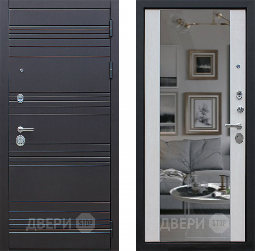 Входная металлическая Дверь АСД Дуэт с зеркалом Лиственница белая в Дубне