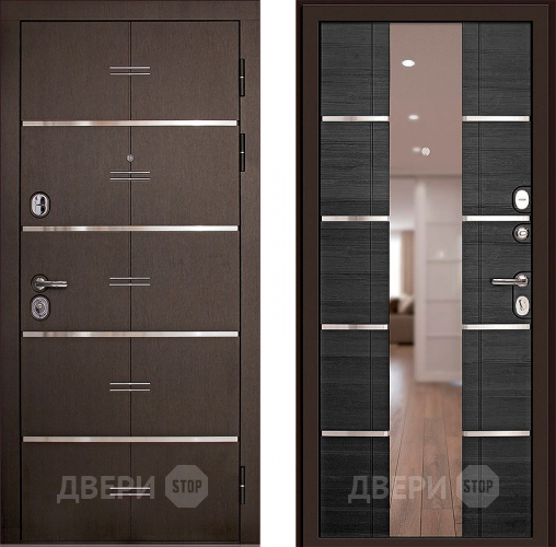 Входная металлическая Дверь (Дверной Континент) Савона с зеркалом Венге в Дубне