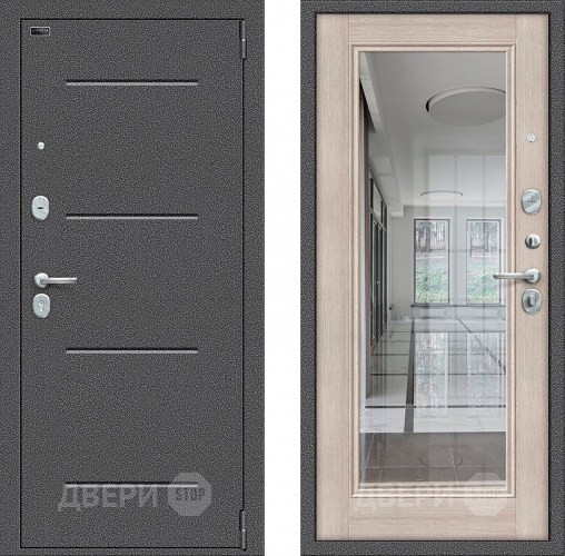 Входная металлическая Дверь Bravo Porta S-2 104/П61 с зеркалом Капучино в Дубне
