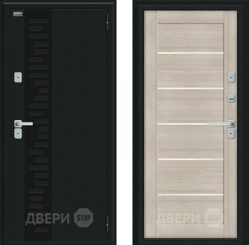 Дверь Bravo Thermo Техно Декор Букле черное/Cappuccino Veralinga в Дубне