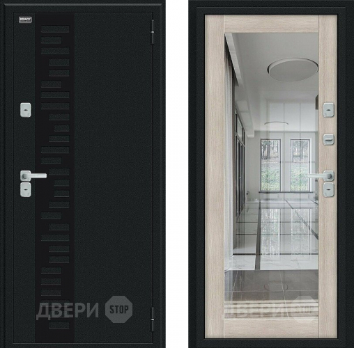 Входная металлическая Дверь Bravo Thermo Флэш Декор Букле черное/Cappuccino Veralinga в Дубне