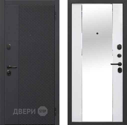 Входная металлическая Дверь Флорида Зеркало Фацет Эммалит Белый в Дубне