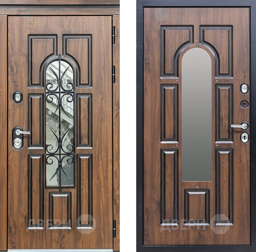 Дверь Сударь МХ-32 Винорит Темный Дуб с Ковкой и окном в Дубне