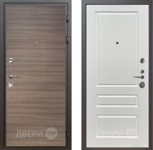 Входная металлическая Дверь Шелтер (SHELTER) Комфорт Дуб тоскано поперечный 1 Белый ясень в Дубне