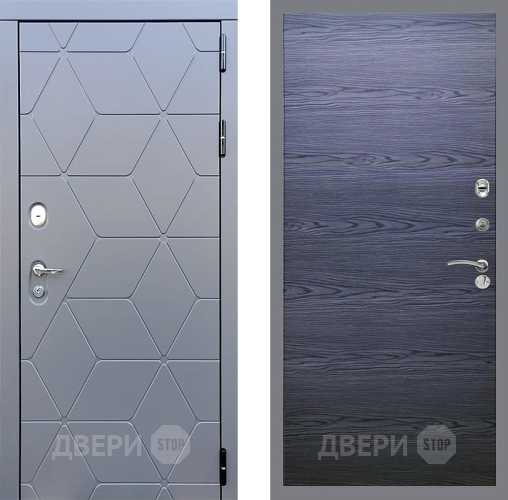 Входная металлическая Дверь Стоп КОСМО Гладкая Дуб тангенальный черный в Дубне