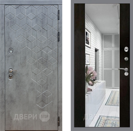 Входная металлическая Дверь Стоп БЕТОН Зеркало СБ-16 Венге в Дубне