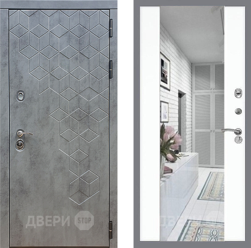 Дверь Стоп БЕТОН Зеркало СБ-16 Силк Сноу в Дубне