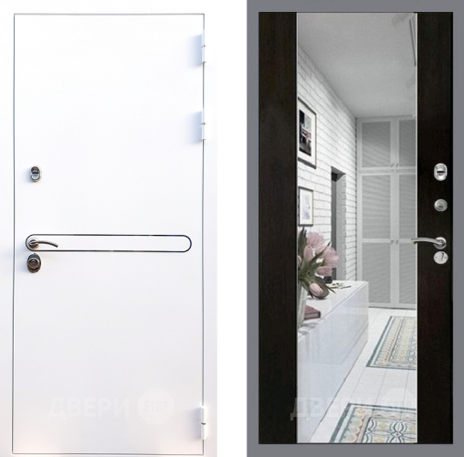 Входная металлическая Дверь Стоп Лайн Вайт Зеркало СБ-16 Венге в Дубне