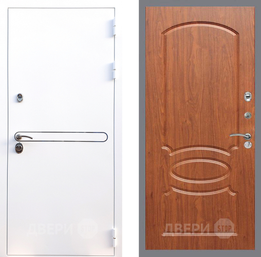 Входная металлическая Дверь Стоп Лайн Вайт ФЛ-128 Береза мореная в Дубне