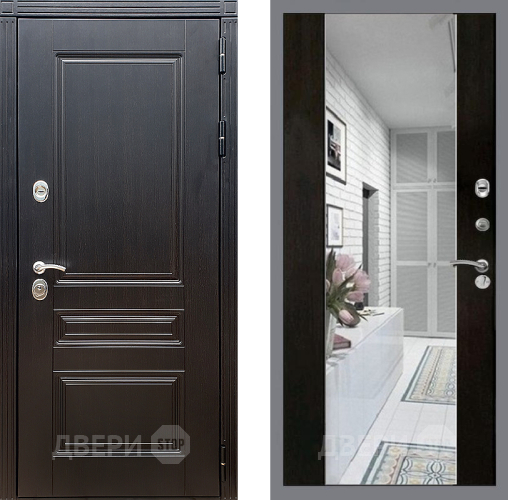 Входная металлическая Дверь Стоп МЕГАПОЛИС Зеркало СБ-16 Венге в Дубне