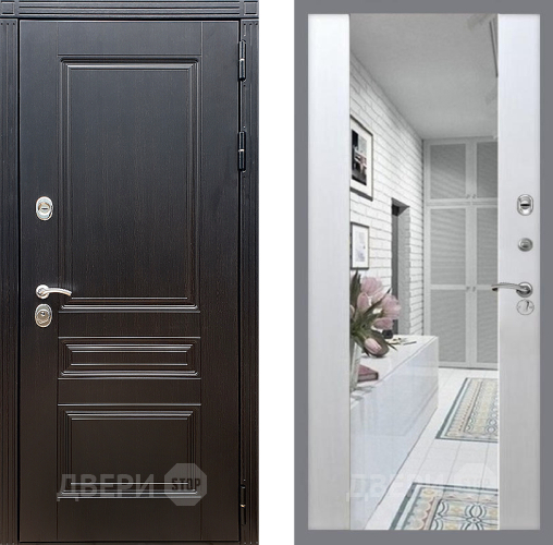 Входная металлическая Дверь Стоп МЕГАПОЛИС Зеркало СБ-16 Лиственница беж в Дубне