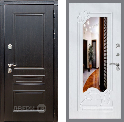 Входная металлическая Дверь Стоп МЕГАПОЛИС ЗкркалоФЛ-147 Ясень белый в Дубне