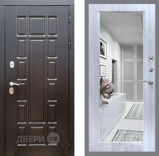 Входная металлическая Дверь Стоп НЬЮ ЙОРК Зеркало Сандал белый в Дубне