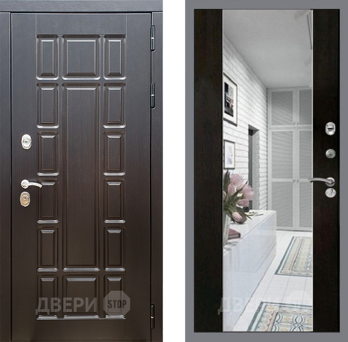 Входная металлическая Дверь Стоп НЬЮ ЙОРК Зеркало СБ-16 Венге в Дубне