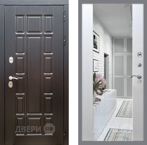 Входная металлическая Дверь Стоп НЬЮ ЙОРК Зеркало СБ-16 Лиственница беж в Дубне