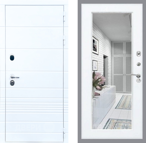 Входная металлическая Дверь Стоп ТРЕНДО Зеркало Силк Сноу в Дубне