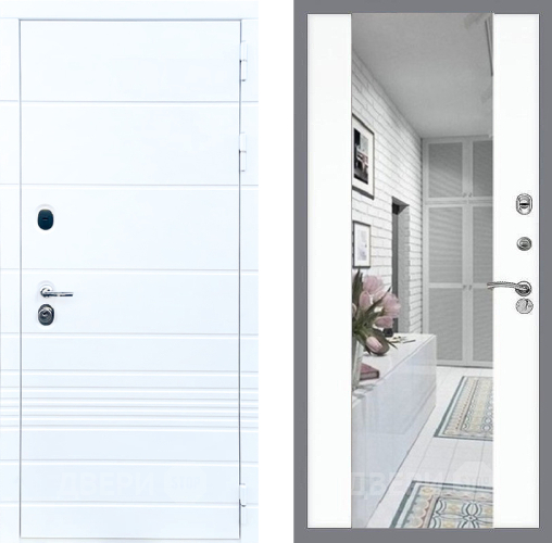 Входная металлическая Дверь Стоп ТРЕНДО Зеркало СБ-16 Силк Сноу в Дубне