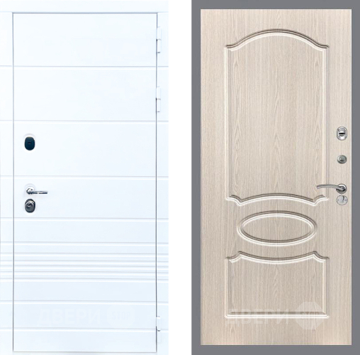 Входная металлическая Дверь Стоп ТРЕНДО ФЛ-128 Беленый дуб в Дубне