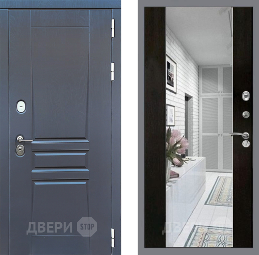 Входная металлическая Дверь Стоп ПЛАТИНУМ Зеркало СБ-16 Венге в Дубне