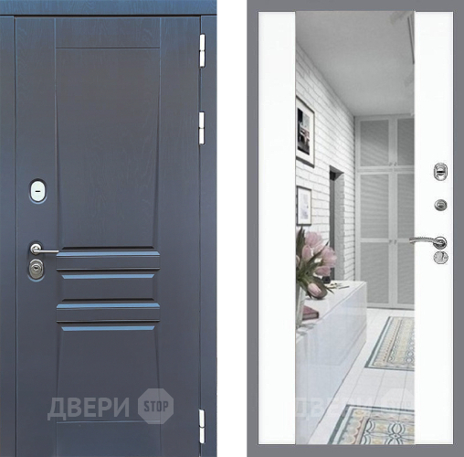 Входная металлическая Дверь Стоп ПЛАТИНУМ Зеркало СБ-16 Силк Сноу в Дубне