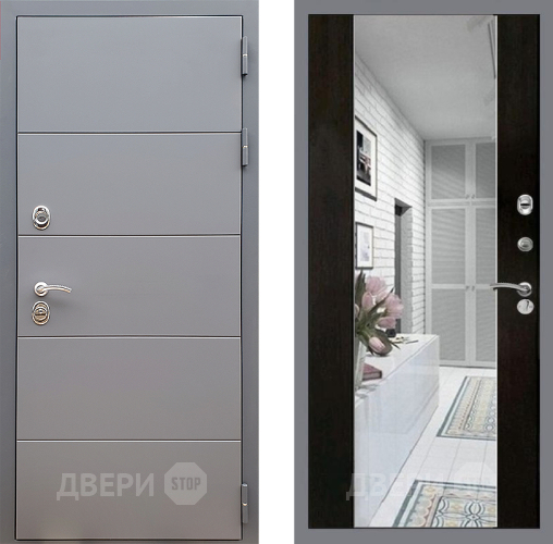 Входная металлическая Дверь Стоп АРТ ГРАФИТ Зеркало СБ-16 Венге в Дубне