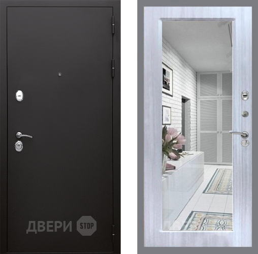 Входная металлическая Дверь Стоп КЛАССИК Шагрень Зеркало Сандал белый в Дубне