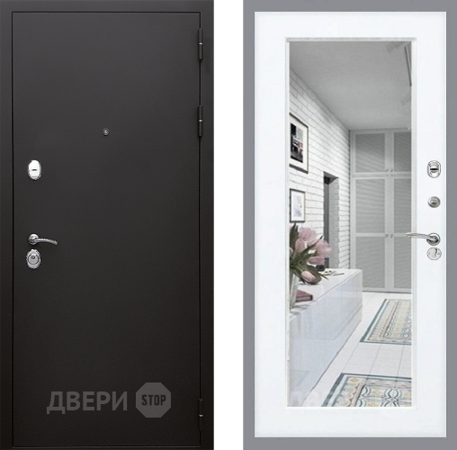 Входная металлическая Дверь Стоп КЛАССИК Шагрень Зеркало Силк Сноу в Дубне