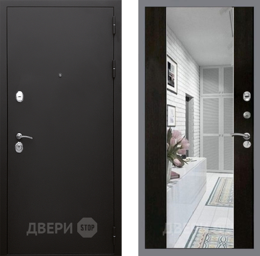 Входная металлическая Дверь Стоп КЛАССИК Шагрень Зеркало СБ-16 Венге в Дубне