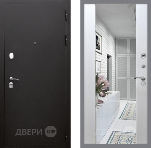 Входная металлическая Дверь Стоп КЛАССИК Шагрень Зеркало СБ-16 Лиственница беж в Дубне