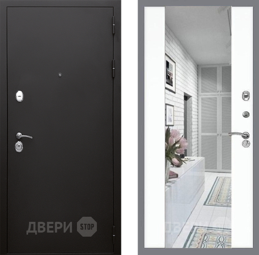 Дверь Стоп КЛАССИК Шагрень Зеркало СБ-16 Силк Сноу в Дубне