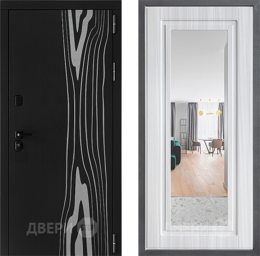 Входная металлическая Дверь Дверной континент ДК-12 ФЛЗ Зеркало Сандал белый в Дубне