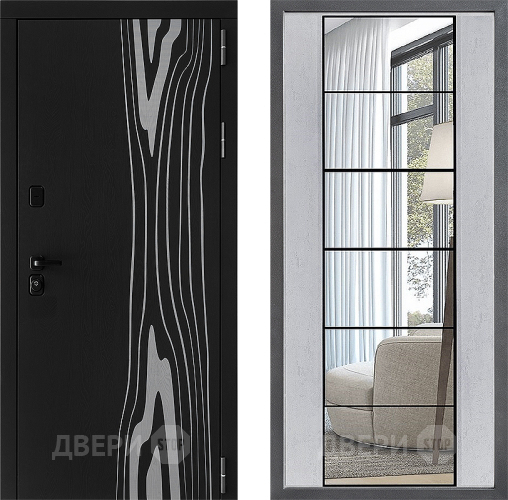 Входная металлическая Дверь Дверной континент ДК-12 ФЛЗ-2 Зеркало Бетон светлый в Дубне