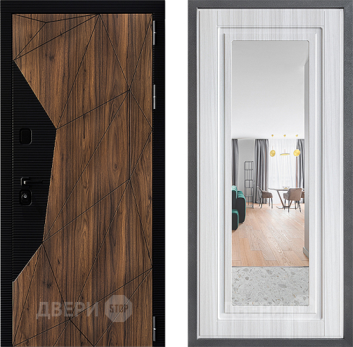 Дверь Дверной континент ДК-11 ФЛЗ Зеркало Сандал белый в Дубне