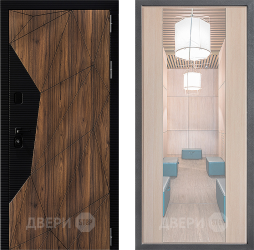 Входная металлическая Дверь Дверной континент ДК-11 ФЛЗ-1 Зеркало Капучино в Дубне