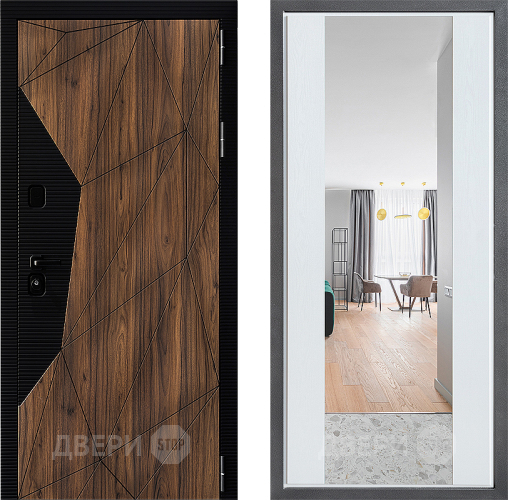 Входная металлическая Дверь Дверной континент ДК-11 ФЛЗ-1 Зеркало Белое дерево в Дубне