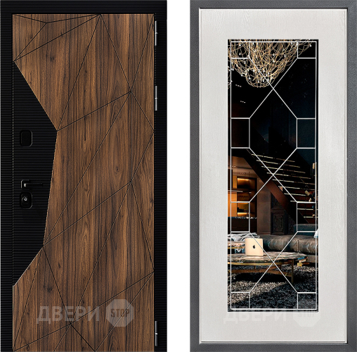 Входная металлическая Дверь Дверной континент ДК-11 ФЛ-Тиффани Зеркало Белое дерево в Дубне