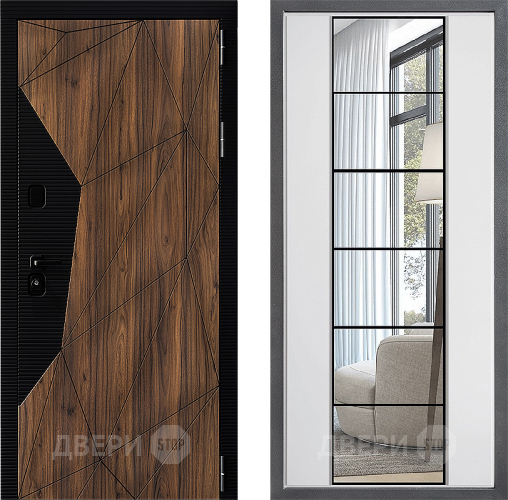 Входная металлическая Дверь Дверной континент ДК-11 ФЛЗ-2 Зеркало Белый софт в Дубне