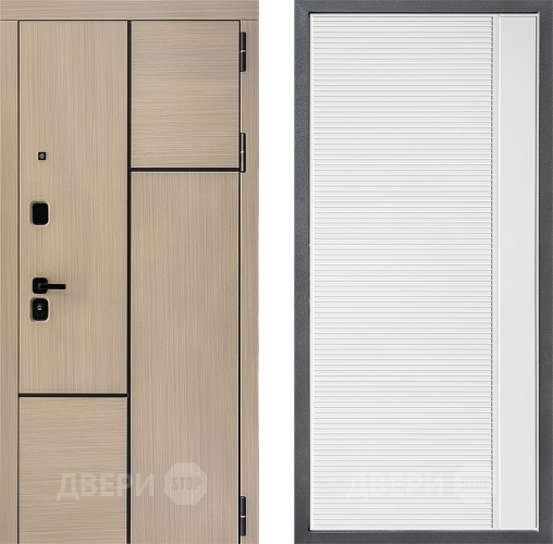 Входная металлическая Дверь Дверной континент ДК-14 ФЛ-757 Белое Стекло Софт милк в Дубне