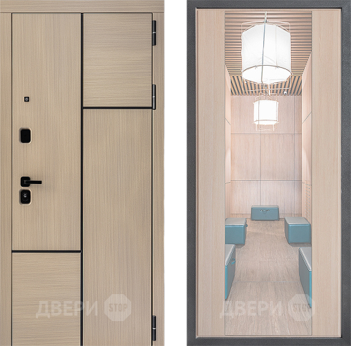 Входная металлическая Дверь Дверной континент ДК-14 ФЛЗ-1 Зеркало Капучино в Дубне