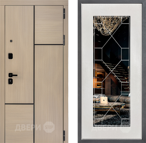 Входная металлическая Дверь Дверной континент ДК-14 ФЛ-Тиффани Зеркало Белое дерево в Дубне