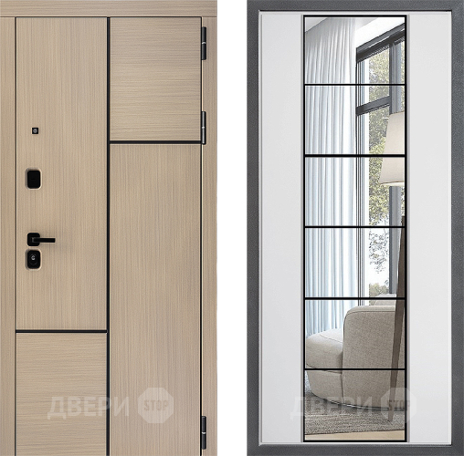 Входная металлическая Дверь Дверной континент ДК-14 ФЛЗ-2 Зеркало Белый софт в Дубне