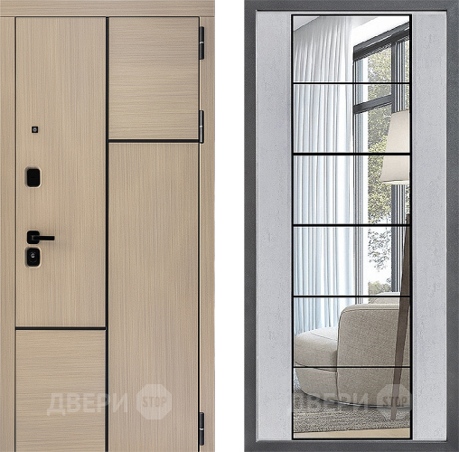 Дверь Дверной континент ДК-14 ФЛЗ-2 Зеркало Бетон светлый в Дубне