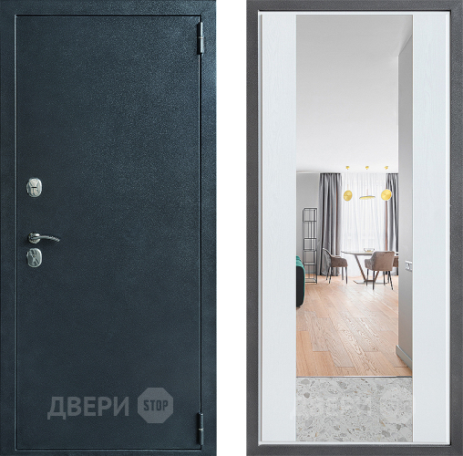 Дверь Дверной континент ДК-70 Дизайн ФЛЗ-1 Зеркало Белое дерево в Дубне