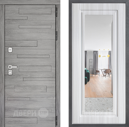 Входная металлическая Дверь Дверной континент ДК-10 ФЛЗ Зеркало Сандал белый в Дубне