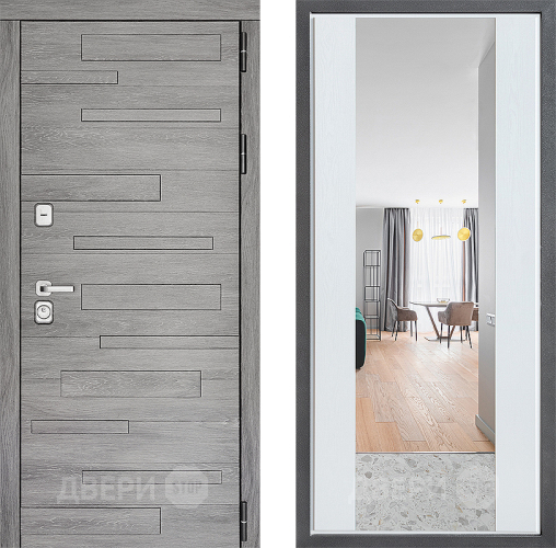 Входная металлическая Дверь Дверной континент ДК-10 ФЛЗ-1 Зеркало Белое дерево в Дубне