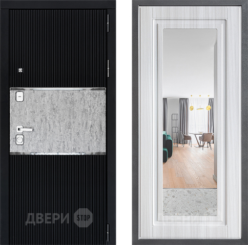 Входная металлическая Дверь Дверной континент ДК-13 ФЛЗ Зеркало Сандал белый в Дубне