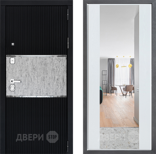 Входная металлическая Дверь Дверной континент ДК-13 ФЛЗ-1 Зеркало Белое дерево в Дубне