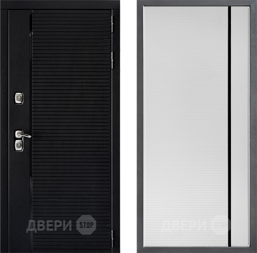 Входная металлическая Дверь Дверной континент ДК-1 ФЛ-757 Черное Стекло Софт милк в Дубне